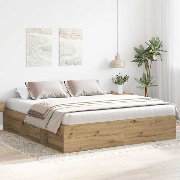 vidaXL Bed Frame without Mattress Artisan Oak 200x200cm Engineered Wood