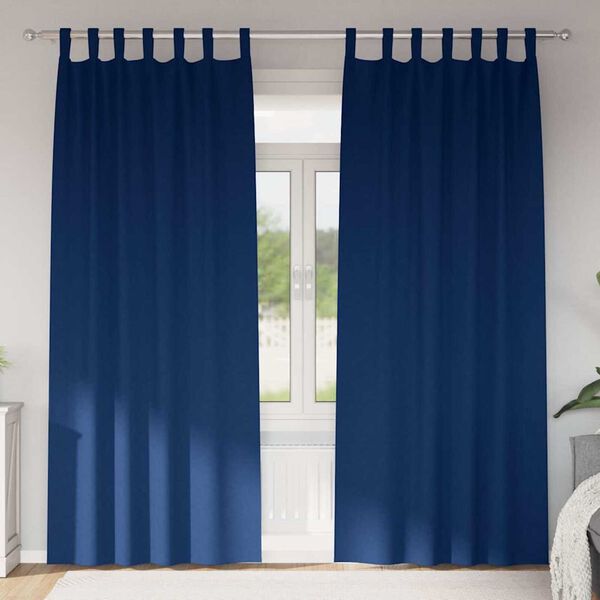 vidaXL Blackout Curtains with Rings 2 pcs Dark Blue 260 x 140 cm