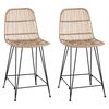 vidaXL Bar Stool 2 pcs Natural 44 x 54 x 96 cm Rattan and Steel