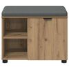 vidaXL Hall Bench with Cushion with Shelf Artisan Oak 60 x 38 x 46 cm