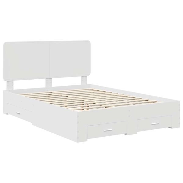 vidaXL Bed Frame with Headboard White 150 x 200 cm Engineered Wood