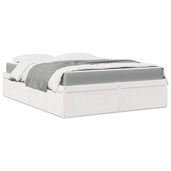 vidaXL Bed with Mattress White 160x200 cm Solid Wood Pine