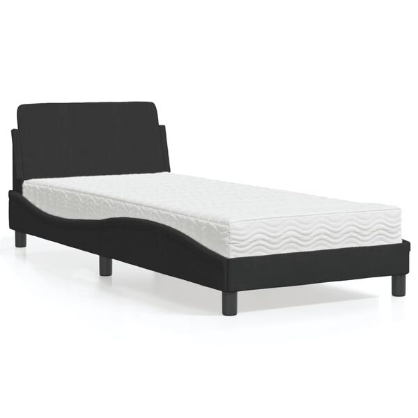 vidaXL Bed with Mattress "Dover" Black Single Velvet