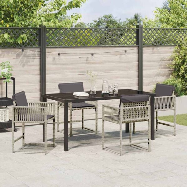 vidaXL Garden Dining Set 5 pcs Light Grey Poly Rattan