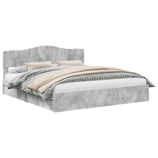 vidaXL Storage Bed Concrete Grey 200 x 200 cm Engineered Wood