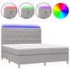 vidaXL Box Spring Bed with Mattress&LED Light Grey 160x200 cm Fabric