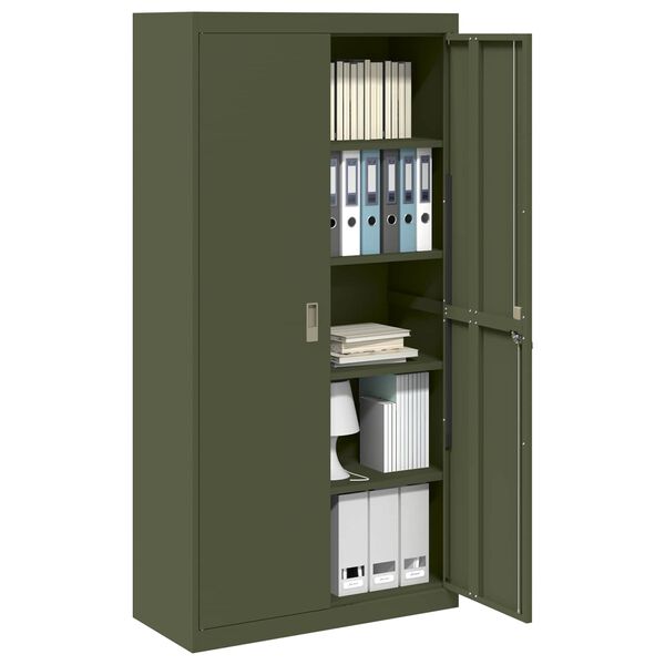 vidaXL Storage Cabinet 2 pcs Olive Green 90 x 40 x 180 cm Steel