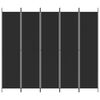 vidaXL 5-Panel Room Divider Black 250x220 cm Fabric