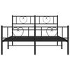 vidaXL Metal Bed Frame without Mattress with Footboard Black 135x190cm