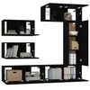 vidaXL 6 Piece TV Cabinet Set Black Engineered Wood