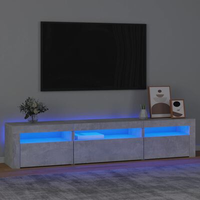vidaXL TV Cabinet with LED Lights Concrete Grey 195x35x40 cm