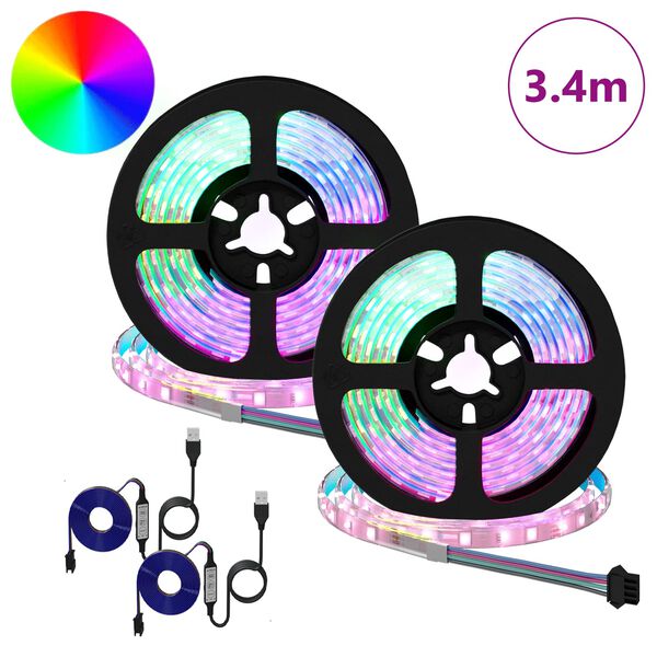 vidaXL LED Strip 4 pcs Black and Transparent 170 x 0.8 x 0.3 cm