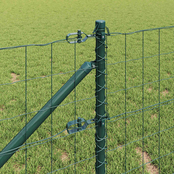 vidaXL Fence with Posts Green 0.6 x 50 m Steel