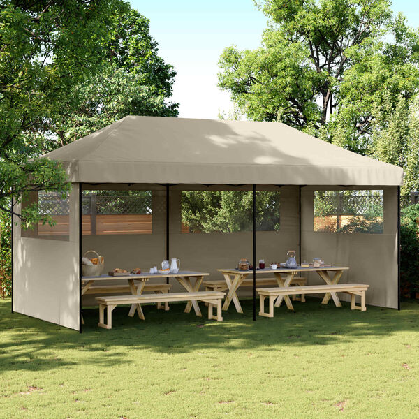 vidaXL Party Tent Folding Taupe 292 x 580 x 315 cm Oxford Fabric