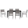vidaXL Garden Dining Set with Cushion 7 pcs Grey Poly Rattan