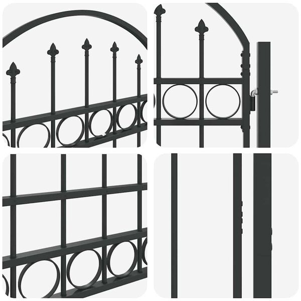 vidaXL Fence Gate Grey 100 x 175 cm Powder-coated steel
