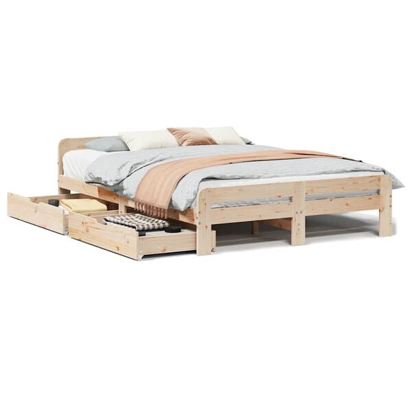vidaXL Bed frame without Mattress 150x200 cm King Size Solid Wood Pine