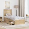 vidaXL Bed Frame Sonoma Oak and Silver 70 x 190 cm Engineered Wood