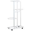 vidaXL 4-Floor Flower Stand with Wheels 44x23x80 cm White Iron