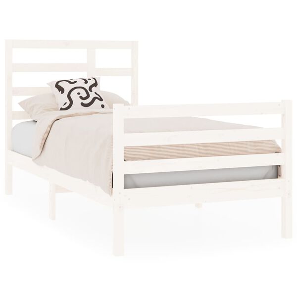 vidaXL Bed Frame without Mattress White Solid Wood 90x190 cm Single