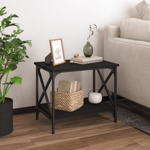 vidaXL Side Table Black 55x38x45 cm Engineered Wood