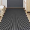 vidaXL Doormat Stripe Black and Grey 115x400 cm
