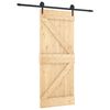 vidaXL Sliding Door Natural and Black 85 x 210 cm Solid Pine Wood