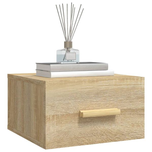 vidaXL Wall-mounted Bedside Cabinet Sonoma Oak 35x35x20 cm