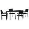 vidaXL Garden Dining Set 5 pcs Black Poly Rattan