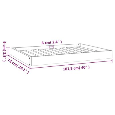 vidaXL Dog Bed White 101.5x74x9 cm Solid Wood Pine