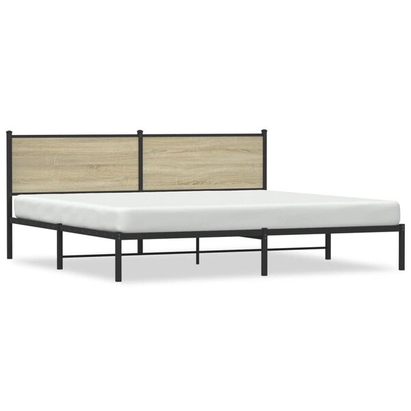 vidaXL Metal Bed Frame without Mattress Sonoma Oak 200x200 cm