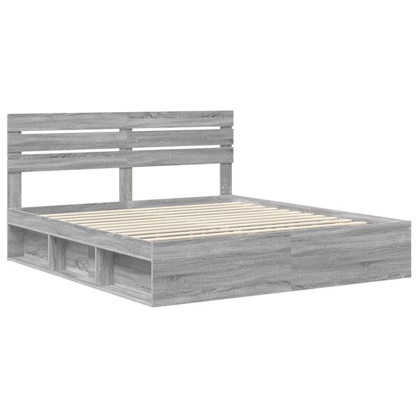vidaXL Bed Frame Grey Sonoma 200 x 200 cm Solid Pine Wood