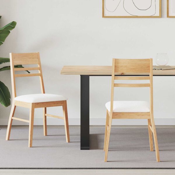 vidaXL Dining Chairs 2 pcs Natural 43 x 54 x 89 cm Solid Rubber Wood