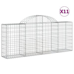 vidaXL Arched Gabion Baskets 11 pcs 200x30x80/100 cm Galvanised Iron