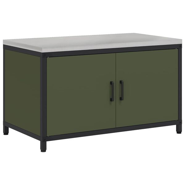 vidaXL Kitchen Storage with Shelf Olive Green 90 x 50 x 53 cm Steel