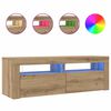 vidaXL TV Cabinet with LED Lights Artisan Oak 120x35x40 cm Engineered Wood