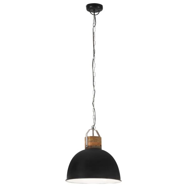 vidaXL Industrial Hanging Lamp Black Round 51 cm E27 Solid Mango Wood