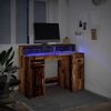 vidaXL Desk with LED Lights Old Wood 120x55x91 cm Engineered Wood