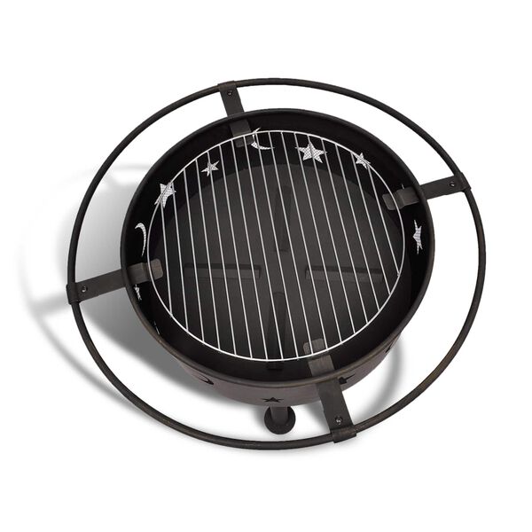 vidaXL Fire Scale Moon Black 82 x 82 x 64 cm Steel