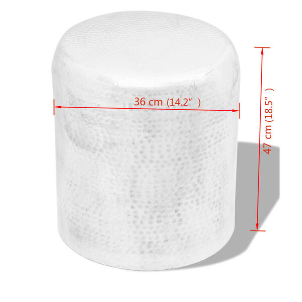 vidaXL Hammered Aluminium Stool/Side Table Silver