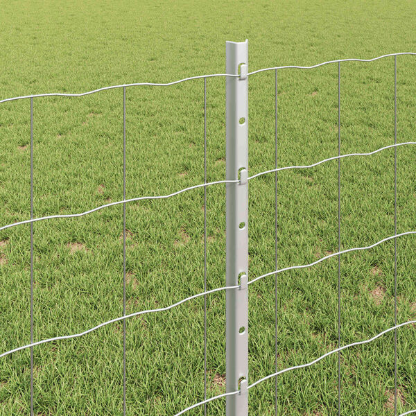 vidaXL Fence with Post Silver 0.8 x 25 m Steel
