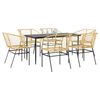 vidaXL 7 Piece Garden Dining Set Brown Poly Rattan Glass