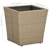vidaXL Tea Table Beige 41.5x41.5x44 cm Poly Rattan and Tempered Glass