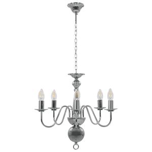 vidaXL Chandelier Silver 5 x E14 Bulbs