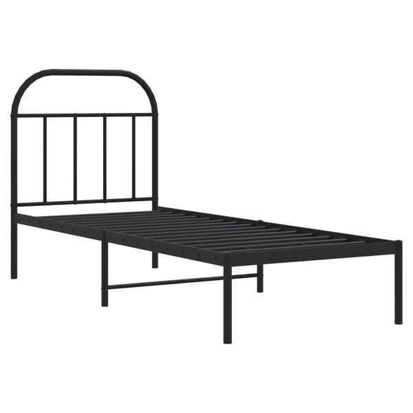 vidaXL Metal Bed Frame without Mattress with Headboard Black 75x190cm