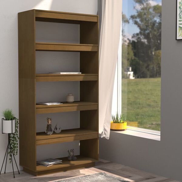 vidaXL Book Cabinet/Room Divider Honey Brown 80x35x167 cm Solid Pinewood