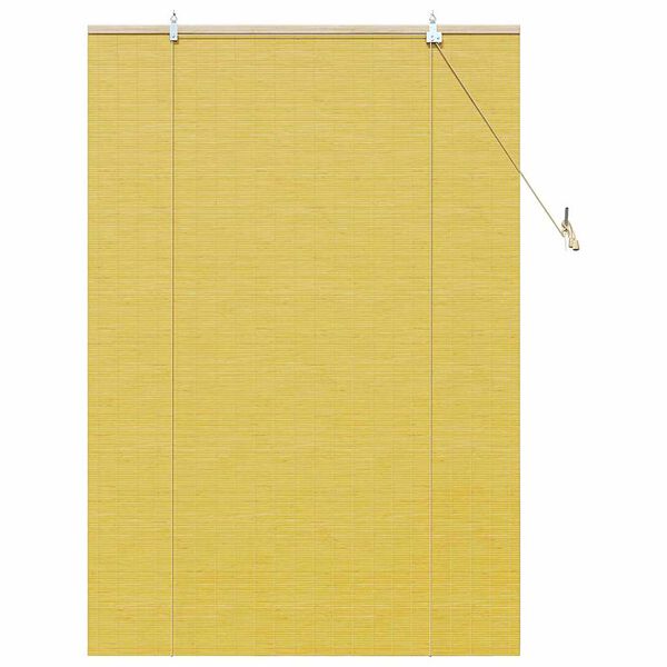 vidaXL Roller Blind with Curtains Manual Yellow 100 x 160 cm Bamboo
