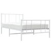 vidaXL Metal Bed Frame without Mattress with Footboard White 90x200cm