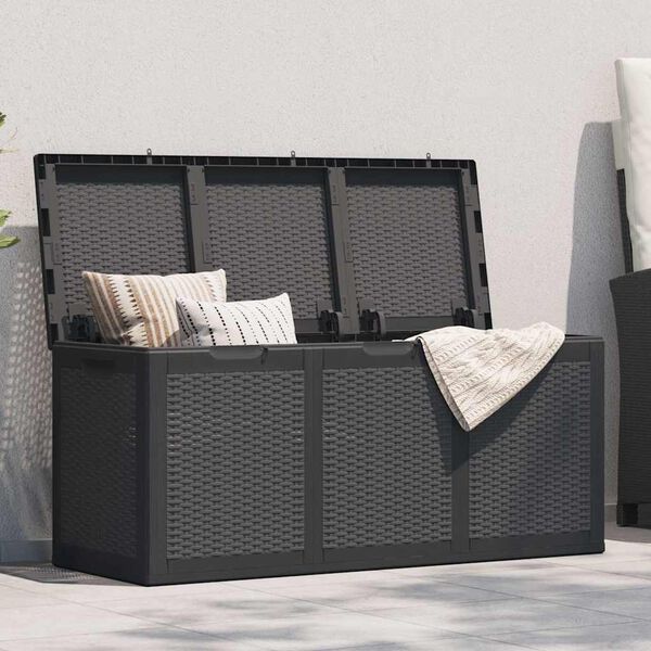 vidaXL Garden Storage Box 270L Black PP Rattan