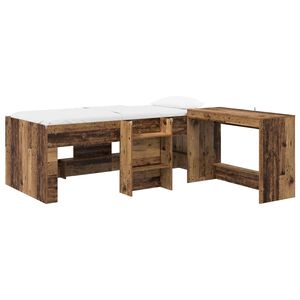 vidaXL Kids'High Bed Frame with Desk 2 pcs Old wood Engineered Wood